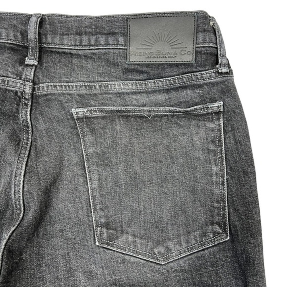 RISING SUN & CO Slim Straight Jeans Mens 38x32 Black Rinse Grunge Stretch Denim - Picture 8 of 15